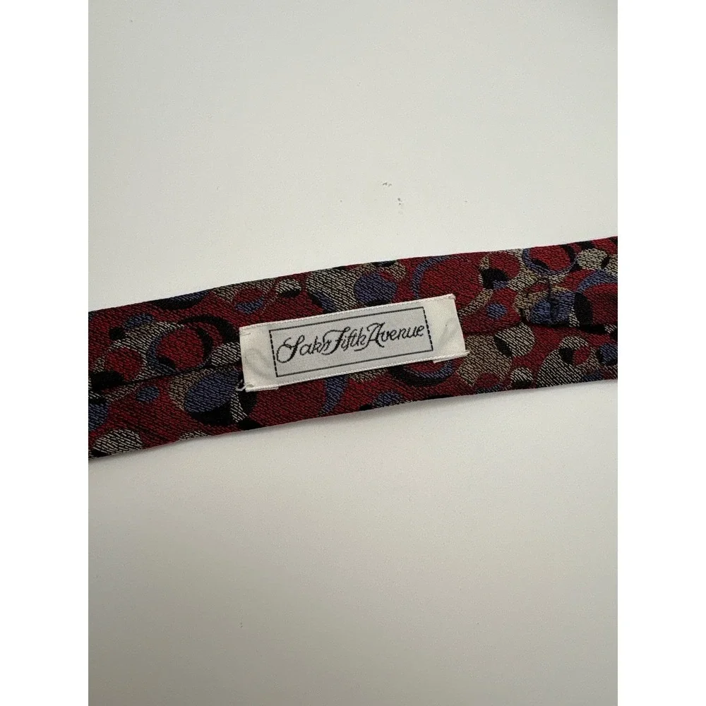 Missoni Cravatte Red Silk Geometric Circle Pattern Tie Saks Fifth Avenue Italy